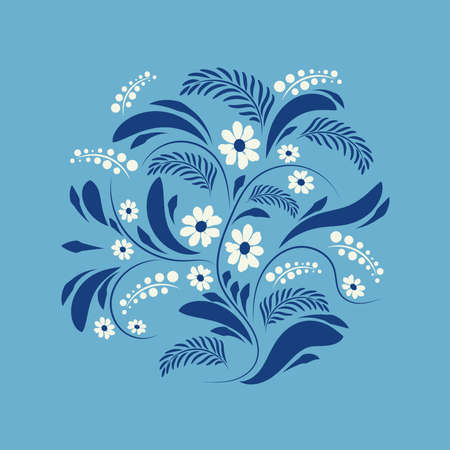 Folk floral art print Flowers abstract art posterのイラスト素材