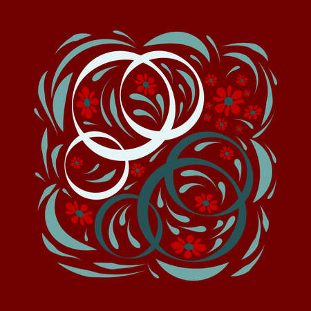 Folk floral art print Flowers abstract art posterのイラスト素材