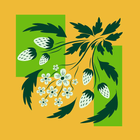 Folk floral art print Flowers abstract art posterのイラスト素材