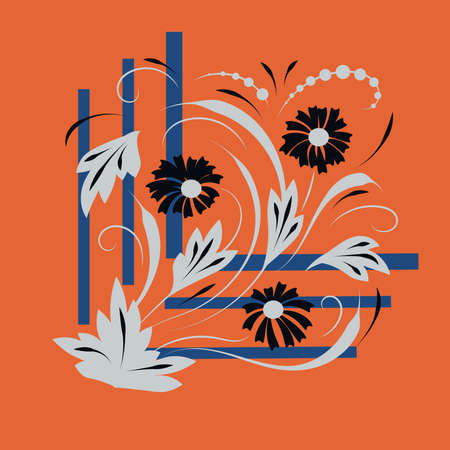 Folk floral art print Flowers abstract art posterのイラスト素材