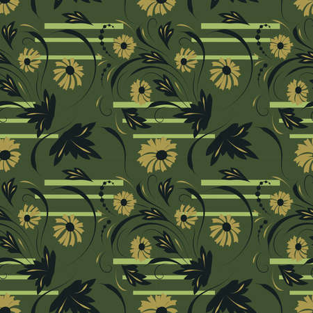 Folk flowers art pattern Floral abstract surface design Seamless patternのイラスト素材