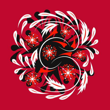 Folk flowers floral art print Flowers abstract artのイラスト素材