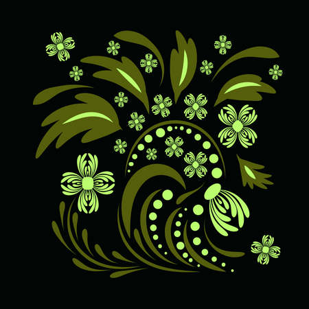 Folk flowers floral art print Flowers abstract artのイラスト素材