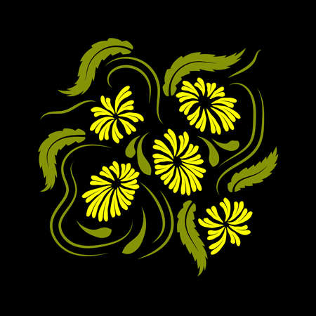 Folk flowers floral art print Flowers abstract artのイラスト素材