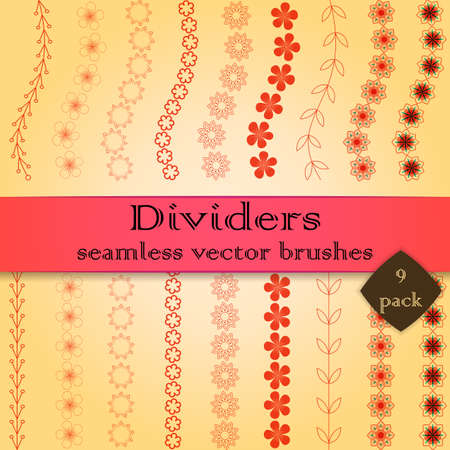 Vintage borders and design elements set. Decorative vector flourish frames, pattern brushesのイラスト素材
