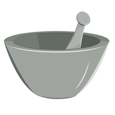 Mortar and pestle isolated on white background. Vector illustration of mortar and pestle isolated on white backgroundのイラスト素材