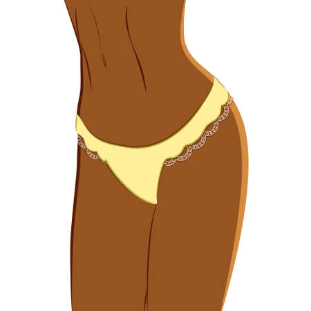 Female body vector. African female body isolated on white background. Body parts design element for beauty spa salon.のイラスト素材