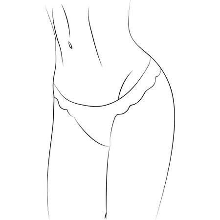 Stylized female body outline vector. Contour female body silhouette isolated on white background. Body parts design element for beauty spa salon.のイラスト素材