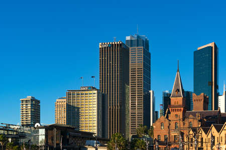 Sydney, Australia - Jul 23, 2016: Sydney Central Business District skyline with AMP building and Australasian Steam Navigation Co. building facadeのeditorial素材