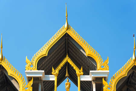 Traditional Thailand architecture decoration elements with small Buddha statue