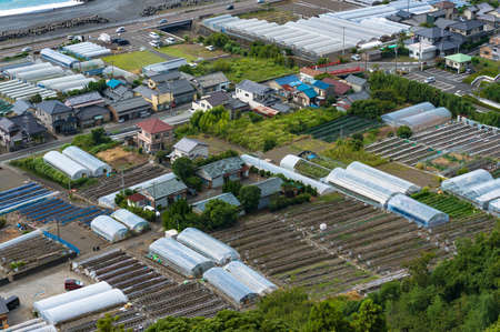 Aerial view of Shizuoka strawberry farms. Japanの写真素材
