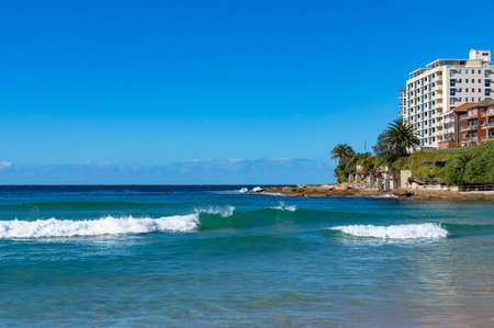 Cronulla coastline view with waterfront properties on sunny dayの写真素材