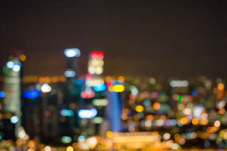 Abstract bokeh background of urban cityscape at nightの写真素材