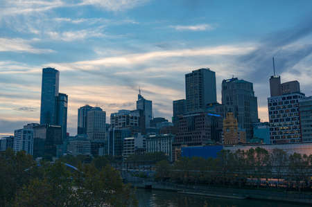 Melbourne, Australia - April 19, 2017: Melbourne cityscape at duskのeditorial素材
