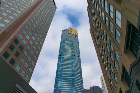 Looking up at modern skyscrapers. Architecture backgroundのeditorial素材