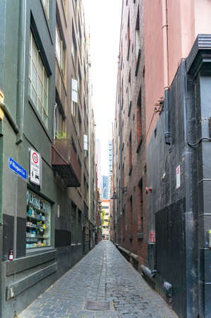 Melbourne, Australia - April 17, 2017: Niagara lane in Melbourne CBD. Melbourne is famous for its laneways and architectureのeditorial素材