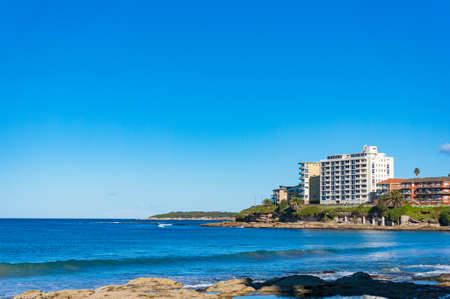 Cronulla suburb waterfront buildings on sunny day. Cronulla, Australiaのeditorial素材
