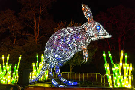 Sydney, Australia - June 11: Vivid Sydney at Taronga Zoo bilby light sculptureのeditorial素材