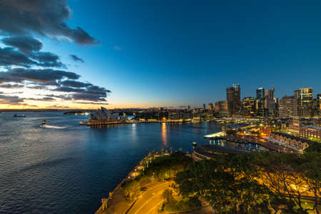Sydney Circular Quay and CBD skyline night cityscape. Sydney, Australiaのeditorial素材