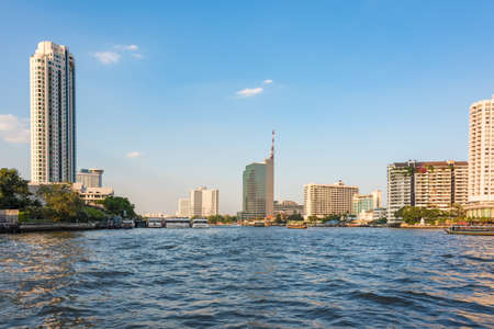 Bangkok city vview from Chao Phraya river on sunny day. Thailandの写真素材