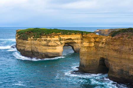 Rock formations along the ocean coastline. Nature backgroundの写真素材