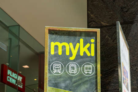 Melbourne, Australia - December 7, 2016: Myki ticketing system information board. Myki is a...