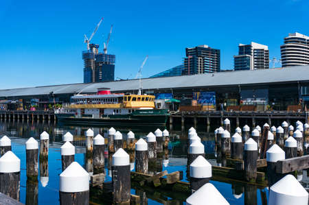 Melbourne, Australia - December 7, 2016: Central Pier with New Quay apartment buildings on the backgroundのeditorial素材