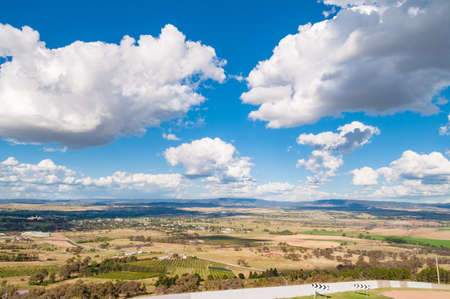Aerial view of countryside landscape on sunny day. Bathurst, Australiaの写真素材