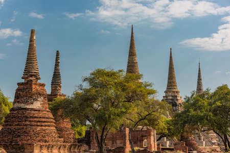 Ruins of ancient Wat Phra Si Sanphet temple in Ayutthaya, Thailandの写真素材