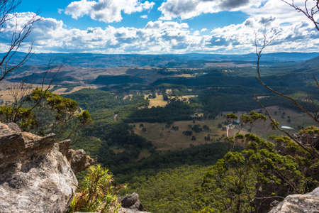 Aerial view on beautiful countryside landscape from Mount Blackheath Lookout. Nature backgroundの写真素材