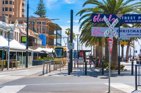 Glenelg, Australia - November 13, 2017: Glenelg tramway station on Moseley squareのeditorial素材
