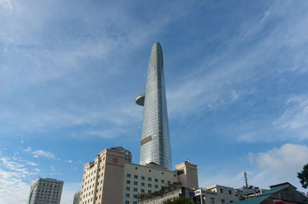Ho Chi Minh City, Vietnam - August 25, 2017: Saigon Skydeck landmark over blue sky