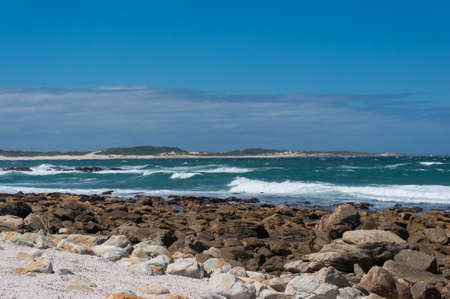 Ocean landscape with mild waves and clear sky. Summer landscape