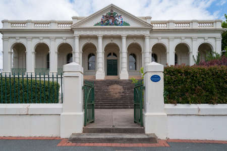 Yass, Australia - December 02, 2011: Yass Court House historic building exterior with open gate
