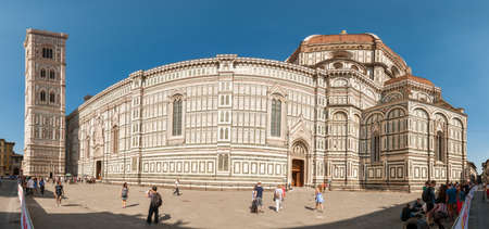 Florence, Italy - September 24, 2013: Tourists on the square in front of Florence cathedral, Duomoのeditorial素材