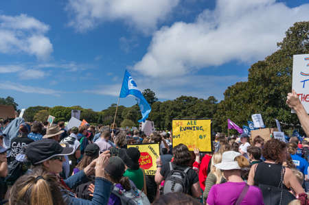 Sydney, Australia - September 20, 2019: Strike for climate change in Sydney. People demanding climate actions from the Australian government.のeditorial素材