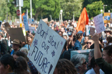Sydney, Australia - September 20, 2019: Strike for climate change in Sydney. People demanding climate actions from the Australian government.のeditorial素材