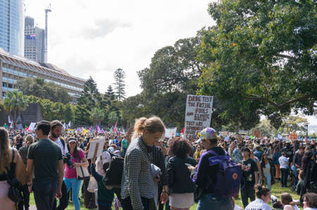 Sydney, Australia - September 20, 2019: Strike for climate change in Sydney. People demanding climate actions from the Australian government.のeditorial素材