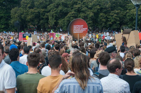 Sydney, Australia - September 20, 2019: Strike for climate change in Sydney. People demanding climate actions from the Australian government.のeditorial素材