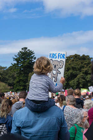 Sydney, Australia - September 20, 2019: Strike for climate change in Sydney. People demanding climate actions from the Australian government.のeditorial素材