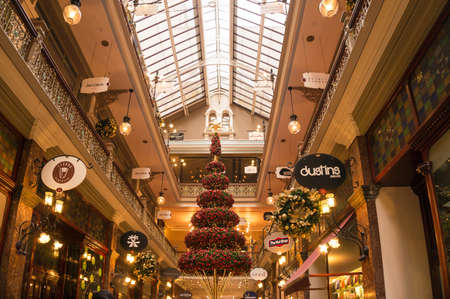 Sydney, Australia - November 22, 2014: Sydney Arcade shopping mall interior wtih Christmas decorations and Christmas tree のeditorial素材