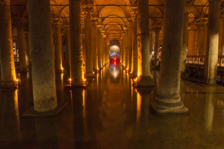Istanbul, Turkey - August 26, 2013: Interior of Basilica Cistern or Yerebatan Saray historic landmark in Istanbul, Turkeyのeditorial素材