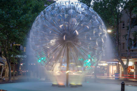 Sydney, Australia - November 12, 2014: El Alamein Memorial fountain in Kingss Cross suburb of Sydney in the eveningのeditorial素材