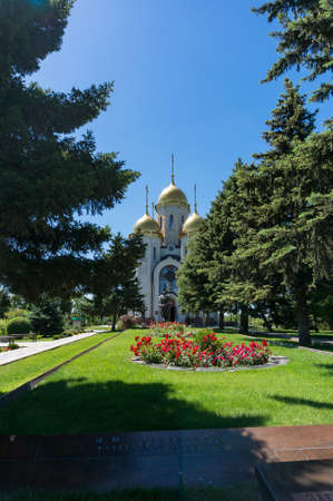 Volgograd, Russia - June 9, 2018: Church of All Saints in Mamayev Kurgan war memorial complex commemorating the Battle of Stalingradのeditorial素材