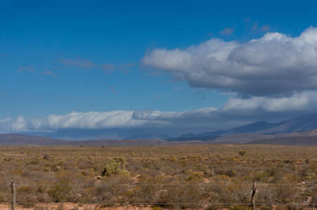 Dry arid landscape, countryside farmland. Climate change and drought in countryside, South Africaの写真素材