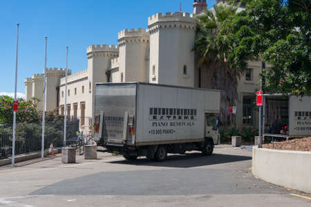 Sydney, Australia - November 24, 2016: Piano removal track, lorry near Sydney Conservatorium of musicのeditorial素材