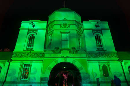 Sydney, Australia - June 11, 2016: Light projections on Taronga Zoo entrance building during Vivid Sydney light festivalのeditorial素材