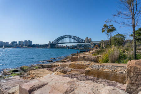 Sydney, Australia - July 23, 2017: Sydney Harbour Bridge and Barangaroo Reserveのeditorial素材