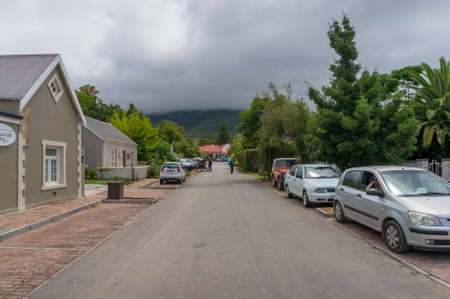 Greyton, South Africa - February 2, 2019: Street with parked cars in Greyton town in Western Cape, South Africaのeditorial素材