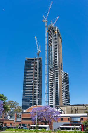 Sydney, Australia - November 12, 2016: Construction of Altitude by Meriton condominium complex in Parramatta suburbのeditorial素材